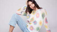 Load image into Gallery viewer, CHARLIE B FISHNET CROCHET HOODY DAISIES
