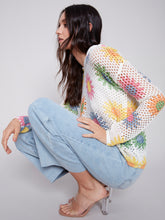 Load image into Gallery viewer, CHARLIE B FISHNET CROCHET HOODY DAISIES
