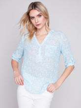 Load image into Gallery viewer, CHARLIE B PRINTED COTTON GAUZE BLOUSE
