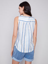Load image into Gallery viewer, CHARLIE B LINEN TOP WITH BOTTONS NAUTICAL
