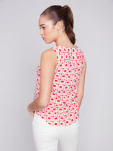 Load image into Gallery viewer, CHARLIE B LINEN TOP WITH BUTTONS CHERRY
