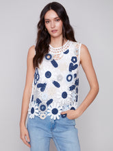 Load image into Gallery viewer, CHARLIE B FLORAL CROCHET TOP
