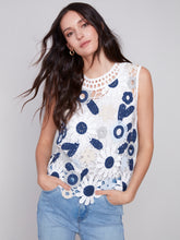 Load image into Gallery viewer, CHARLIE B FLORAL CROCHET TOP
