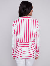 Load image into Gallery viewer, CHARLIE B STRIPED LONG SLEEVE BLOUSE PUNCH
