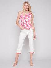 Load image into Gallery viewer, CHARLIE B PRINTED SLEEVELESS TOP WITH SLITS
