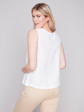 Load image into Gallery viewer, CHARLIE B SOLID SLEEVELESS BLOUSE WHITE
