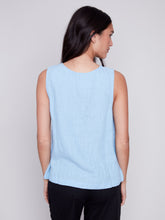 Load image into Gallery viewer, CHARLIE B SOLID SLEEVELESS BLOUSE SKY
