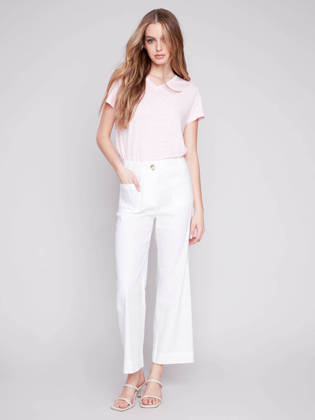 CHARLIE B CROPPED LINEN PANT